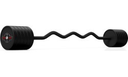 Rubberized broken barbell 50 kg mat black - Marbo Sport