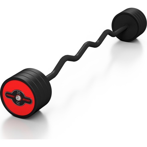 Fiksēts svars, gumijots, izliekts svars Marbo Sport, 35 kg, sarkans