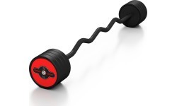Fixed Weight Rubber Curled Barbell Marbo Sport, 35kg, Red