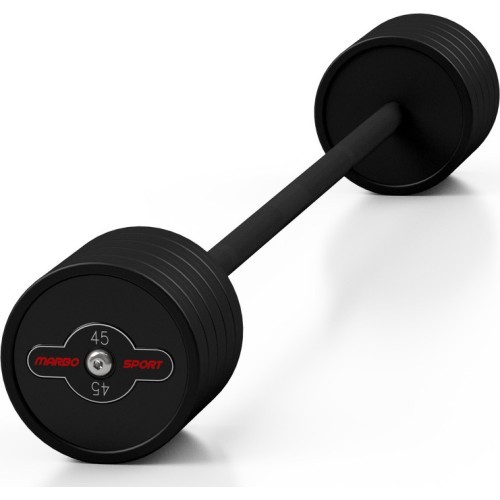 Прорезиненная прямая штанга 45 кг матовая чёрная Marbo Sport