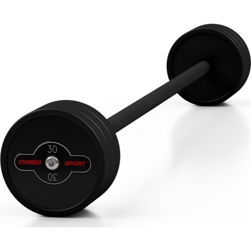 Rubberized straight barbell 30 kg mat black - Marbo Sport