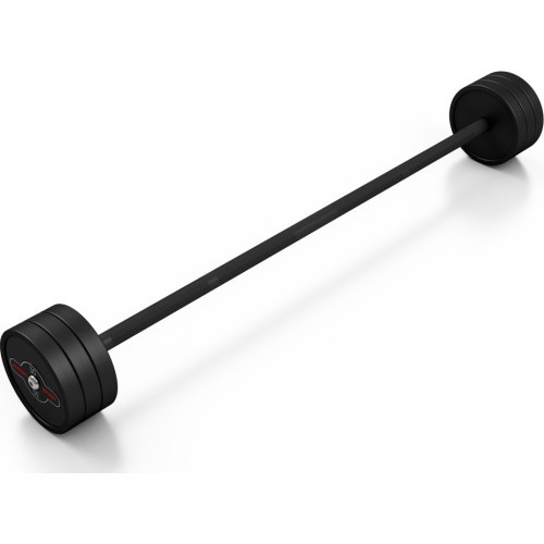 Rubberized straight barbell 30 kg mat black - Marbo Sport