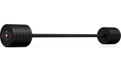 Rubberized straight barbell 55kg mat black - Marbo Sport