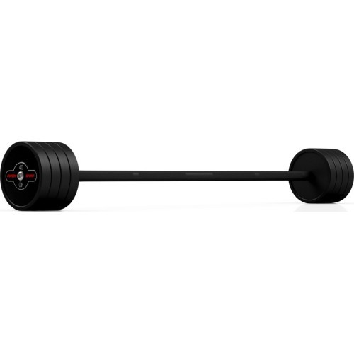Rubberized straight barbell 40 kg mat black - Marbo Sport