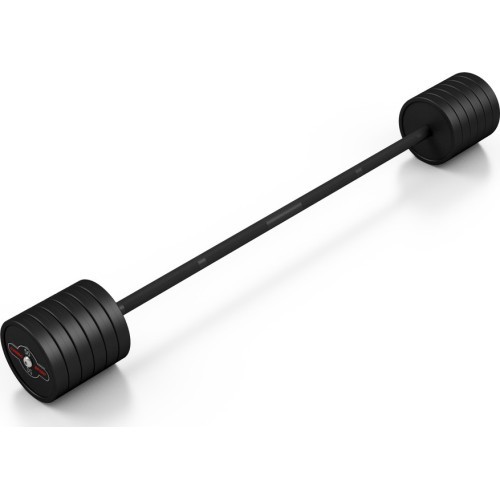 Rubberized straight barbell 50 kg mat black - Marbo Sport