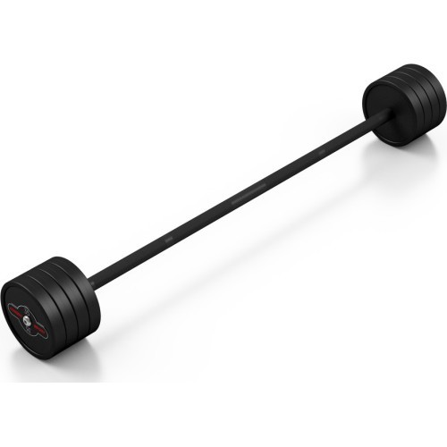 Rubberized straight barbell 35 kg mat black - Marbo Sport