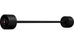 Rubberized straight barbell 35 kg mat black - Marbo Sport