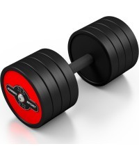 Tērauda gumijota hantele Marbo Sport, 32,5 kg, sarkana