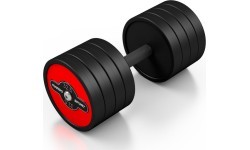 Tērauda gumijota hantele Marbo Sport, 32,5 kg, sarkana