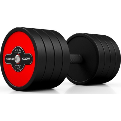 Steel Rubberised Dumbbell Marbo Sport, 32.5kg, Red 