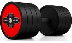 Tērauda gumijota hantele Marbo Sport, 32,5 kg, sarkana