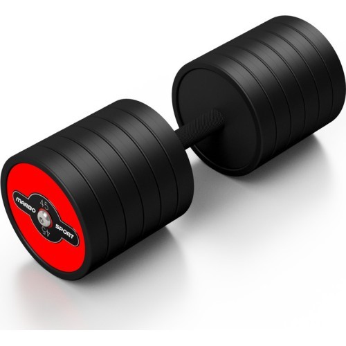 Ar gumiju pārklāta hantele Marbo Sport, sarkana, 45 kg