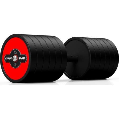 Ar gumiju pārklāta hantele Marbo Sport, sarkana, 45 kg