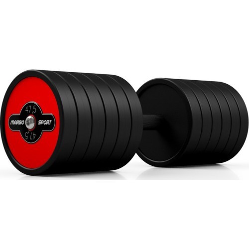 Rubber Coated Dumbbell Marbo Sport, Red, 47,5 kg