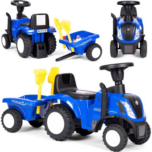 Детский трактор-трейлер интерактивный руль со звуками синий