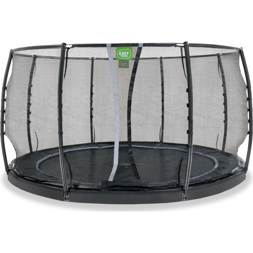 EXIT Dynamic ground level trampoline ø427cm with safety net - black
