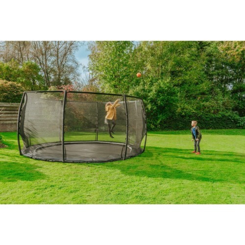 EXIT Dynamic iegremdējams zemē batuts ø427 cm ar drošības tīklu, melns