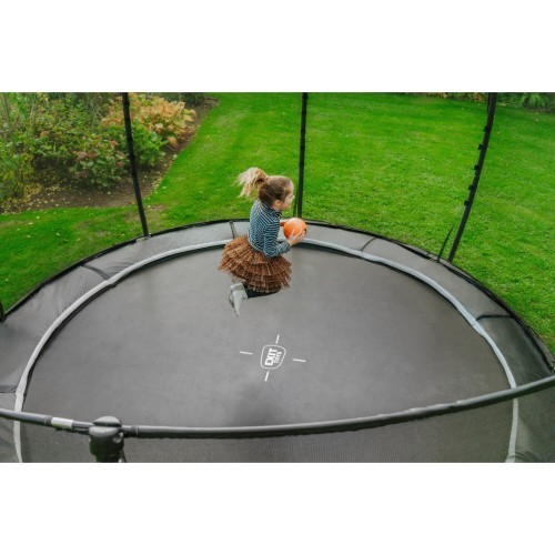 EXIT Dynamic ground level trampoline ø427cm with safety net - black