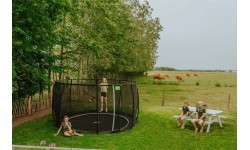 EXIT Dinamiskais batuts uz zemes ø305cm ar aizsargtīklu - melns