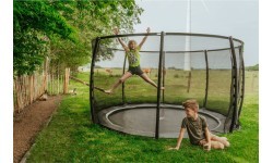 EXIT Dinamiskais batuts uz zemes ø305cm ar aizsargtīklu - melns