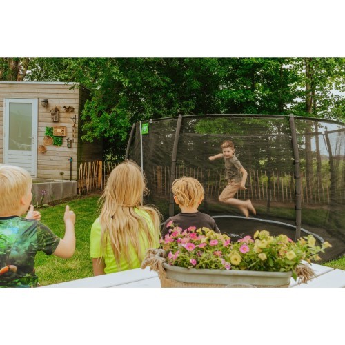 EXIT Dinamiskais batuts uz zemes ø305cm ar aizsargtīklu - melns