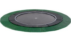EXIT Dynamic ground level trampoline ø427cm with Freezone safety tiles - black