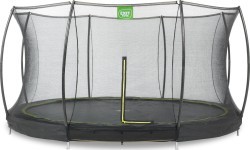 EXIT Silhouette ground trampoline ø427cm with safety net - black Outdoor Round Coil spring Sunken trampoline