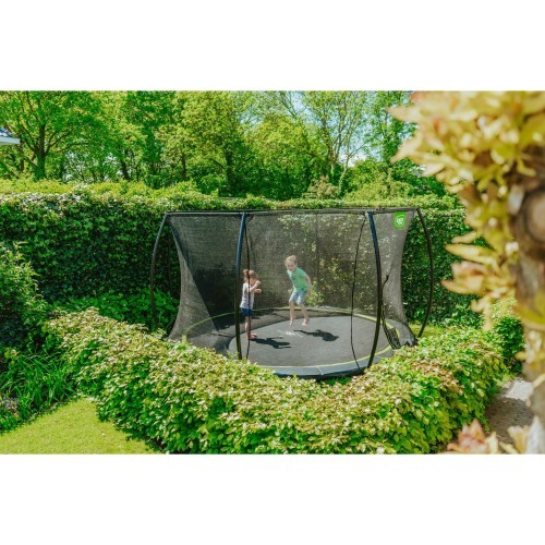 Iebūvējams batuts EXIT Silhouette ø427 cm ar drošības tīklu, melns