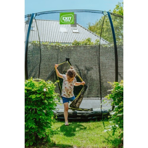 Iebūvējams batuts EXIT Silhouette ø427 cm ar drošības tīklu, melns
