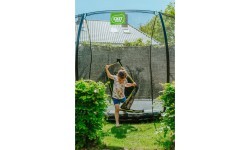 Грунтовый батут EXIT Silhouette ø427 см с защитной сеткой, чёрный