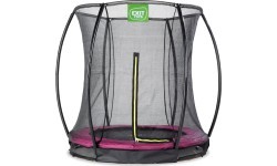 EXIT Silhouette ground trampoline ø183cm with safety net - pink Outdoor Round Coil spring Sunken trampoline