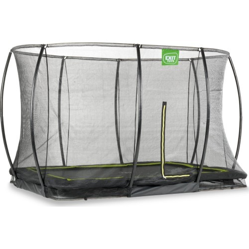 EXIT Silhouette ground trampoline 244x366cm with safety net - black Outdoor Rectangular Coil spring Sunken trampoline