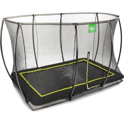 EXIT Silhouette ground trampoline 244x366cm with safety net - black Outdoor Rectangular Coil spring Sunken trampoline