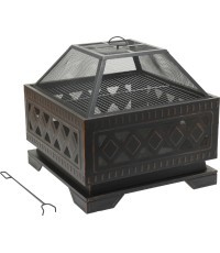 Fireplace SQUARE copper patina with lid