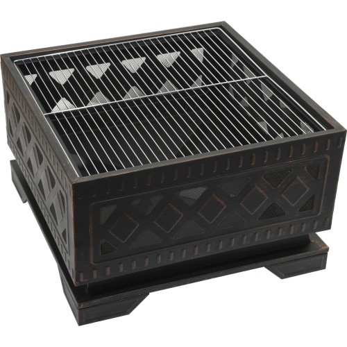 Fireplace SQUARE copper patina with lid