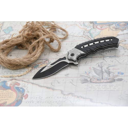 Closing knife COBRA 20cm with safety lock silver-black