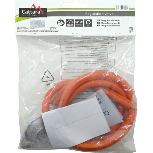 Gas pressure regulator 30mbar EN16129 - 1,5m hose set