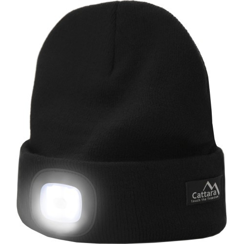 Cepure BLACK ar LED lukturīti USB uzlāde