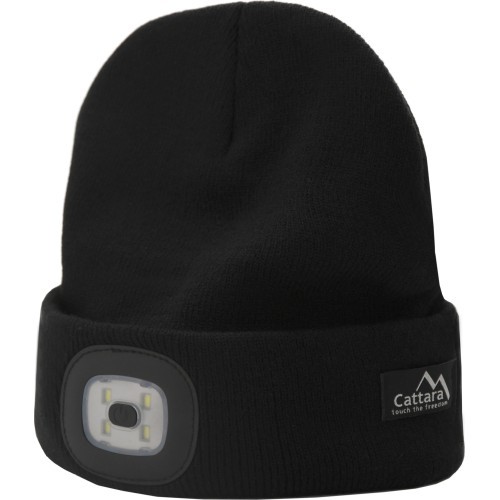 Melna cepure ar LED lukturīti un USB uzlādi