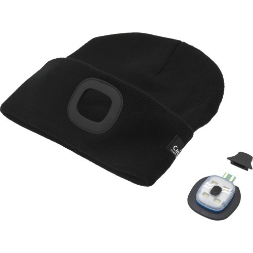 Cap BLACK with LED flashlight USB charging