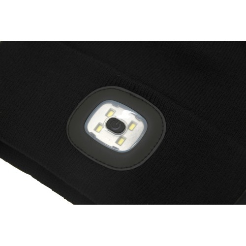 Melna cepure ar LED lukturīti un USB uzlādi