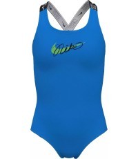 Купальник для девочек Nike G Lgo Tape Crossback, синий NESSE726 458