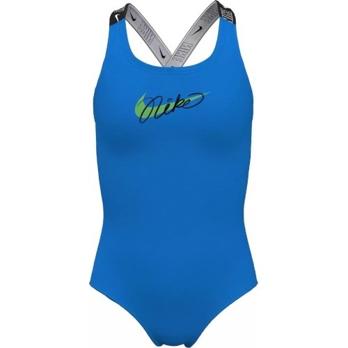 Nike G Lgo Tape Crossback Girls' Swimsuit Blue NESSE726 458