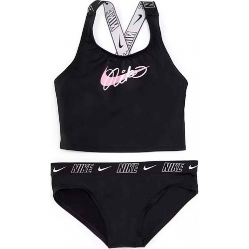 Nike Girls' Swimsuit Nk G Logo Tape Crossback Black NESSE728 001