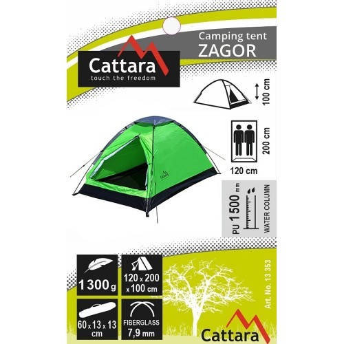2 vietu telts Cattara Zagor 200x120x100 cm