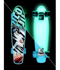 Glow in the Dark Mini Skateboard Street Surfing Beach Board Glow Rough Poster 22.5"