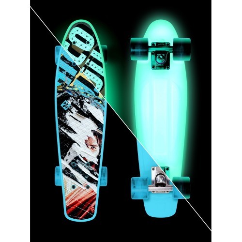 Glow in the Dark Mini Skateboard Street Surfing Beach Board Glow Rough Poster 22.5"