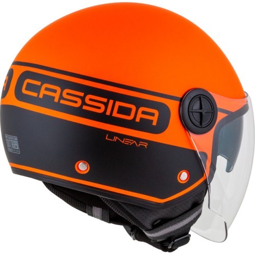 Motocikla ķivere Cassida Handy Plus Linear Pearl matēti oranža/melna