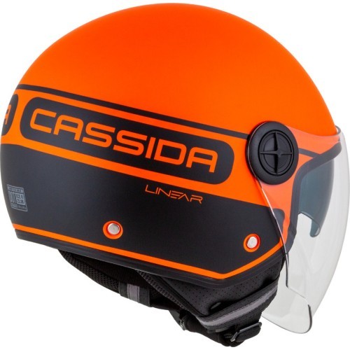 Мотошлем Cassida Handy Plus Linear Pearl матовый оранжево-черный