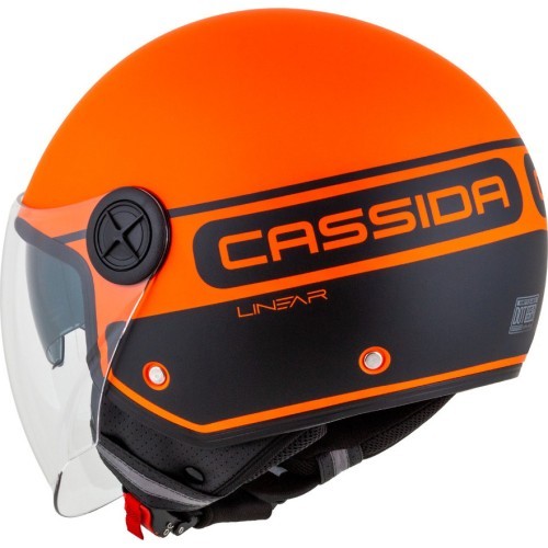 Motocikla ķivere Cassida Handy Plus Linear Pearl matēti oranža/melna